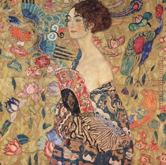 Donna con ventaglio (Woman with Fan) painting - Gustav Klimt Donna con ventaglio (Woman with Fan) art painting